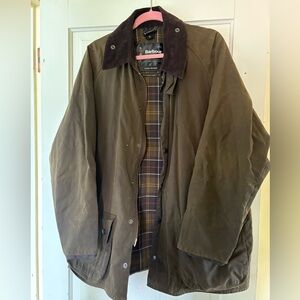Vintage Barbour Green Military Field Jacket with Corduroy Collar